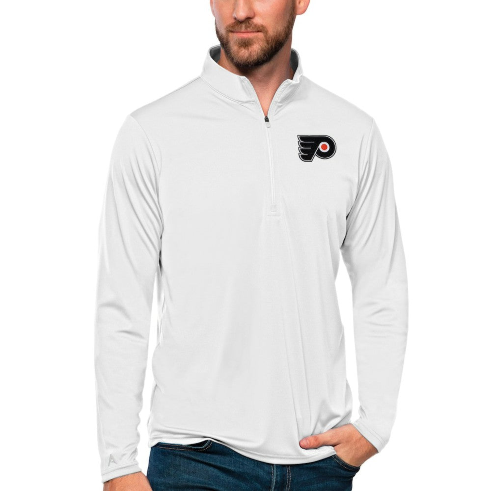 Philadelphia Flyers Antigua Tribute Quarter-Zip Pullover Top - White | US 4809128