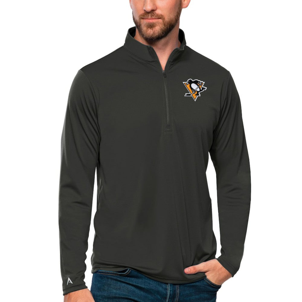 Pittsburgh Penguins Antigua Tribute Quarter-Zip Pullover Top - Charcoal | US 4809130