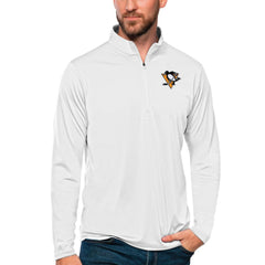 Pittsburgh Penguins Antigua Tribute Quarter-Zip Pullover Top - White | US 4809131