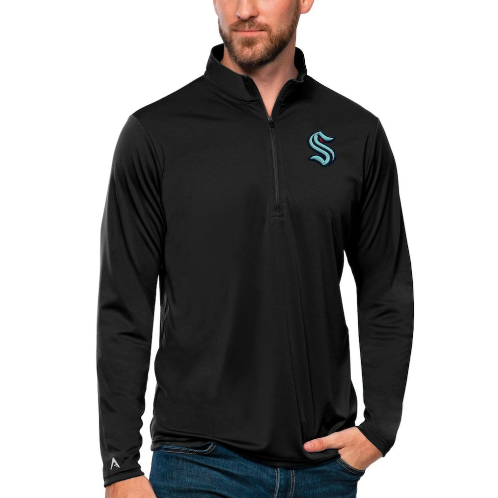 Seattle Kraken Antigua Tribute Quarter-Zip Pullover Top - Black | US 4809135