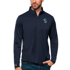 Seattle Kraken Antigua Tribute Quarter-Zip Pullover Top - Deep Sea Blue | US 4809137
