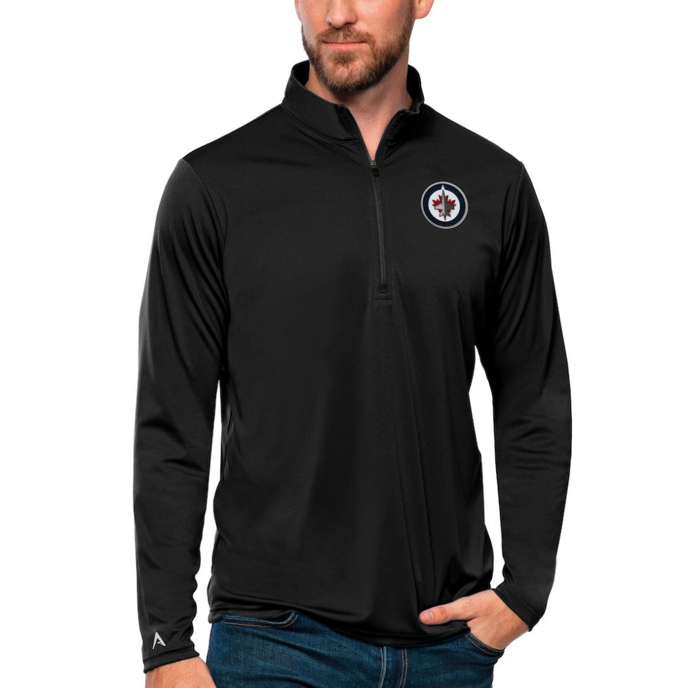 Winnipeg Jets Antigua Tribute Quarter-Zip Pullover Top - Black | US 4809170