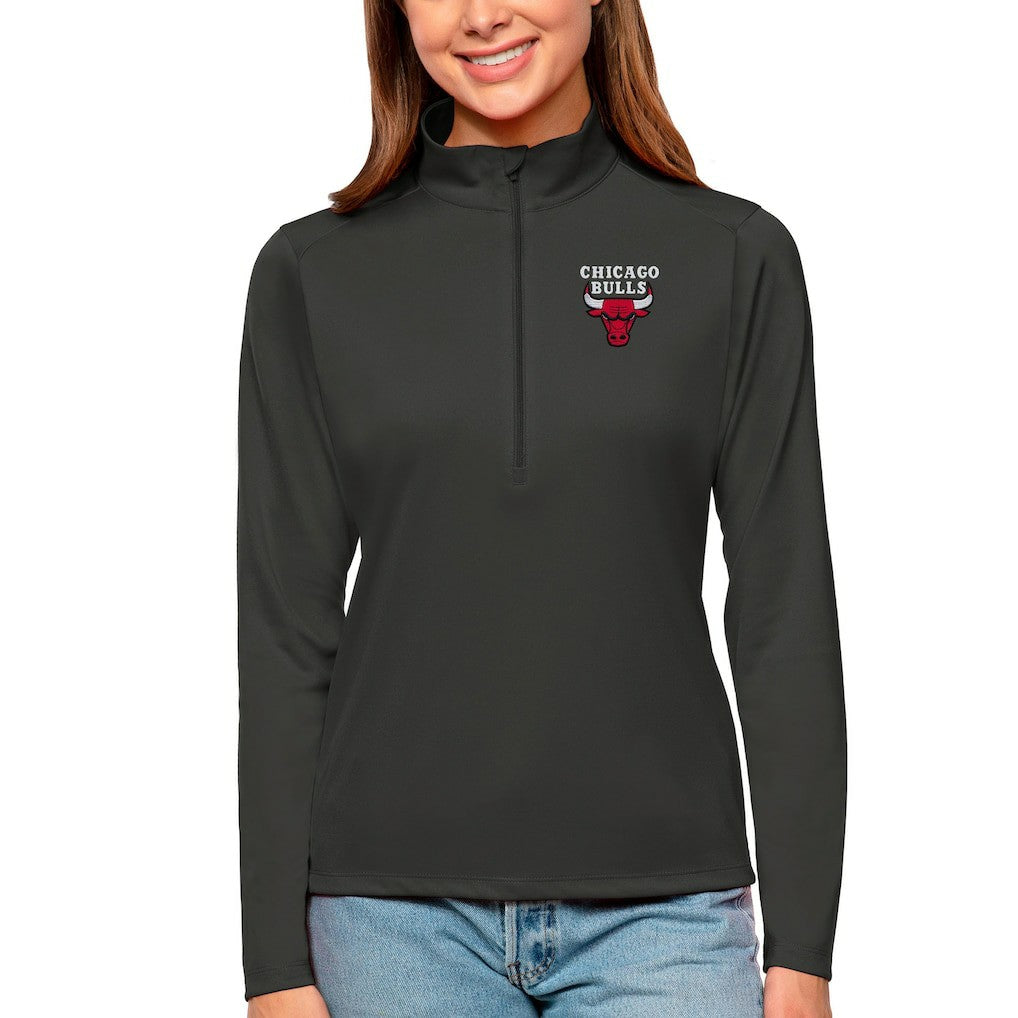 Chicago Bulls Antigua Women's Tribute Half-Zip Top Charcoal outlet