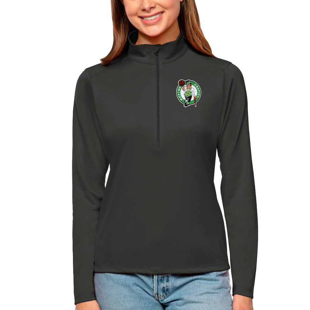 Boston Celtics Antigua Women's Tribute Half-Zip Top Charcoal