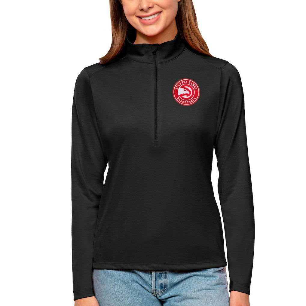 Atlanta Hawks Antigua Women's Tribute Half-Zip Top Black