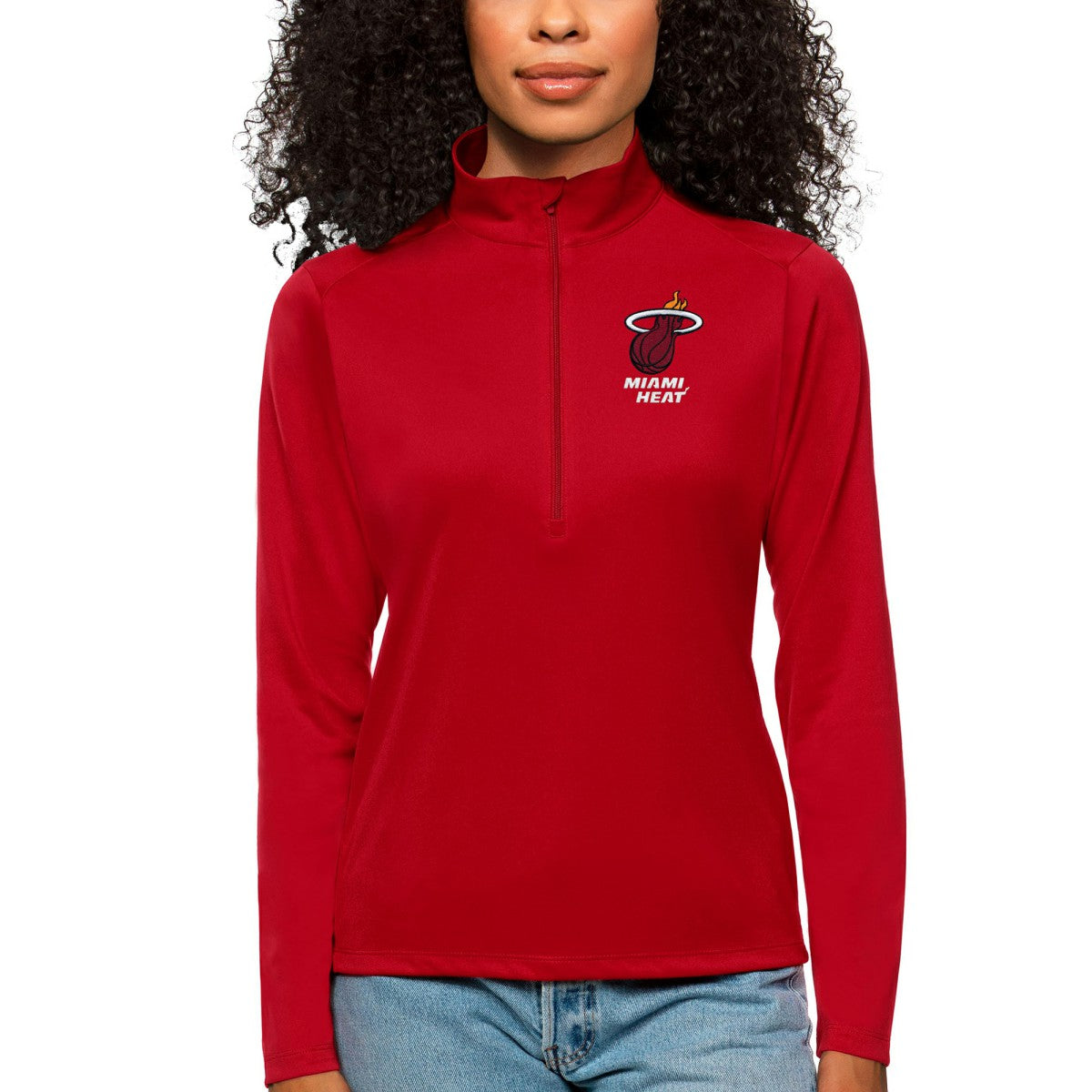 Miami Heat Antigua Women's Tribute Half-Zip Top Cardinal outlet