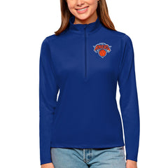 New York Knicks Antigua Women's Tribute Half-Zip Top Blue