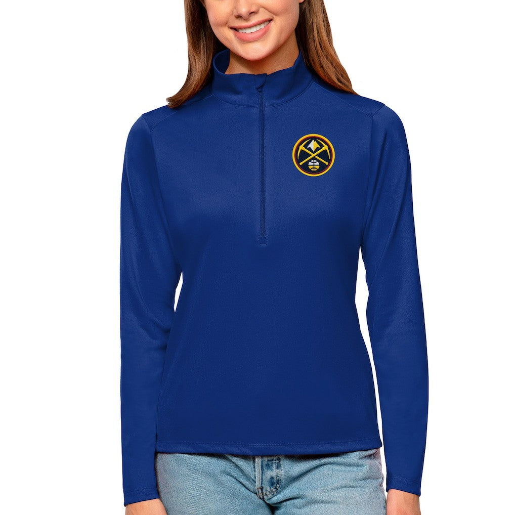 Denver Nuggets Antigua Women's Tribute Half-Zip Top Blue outlet