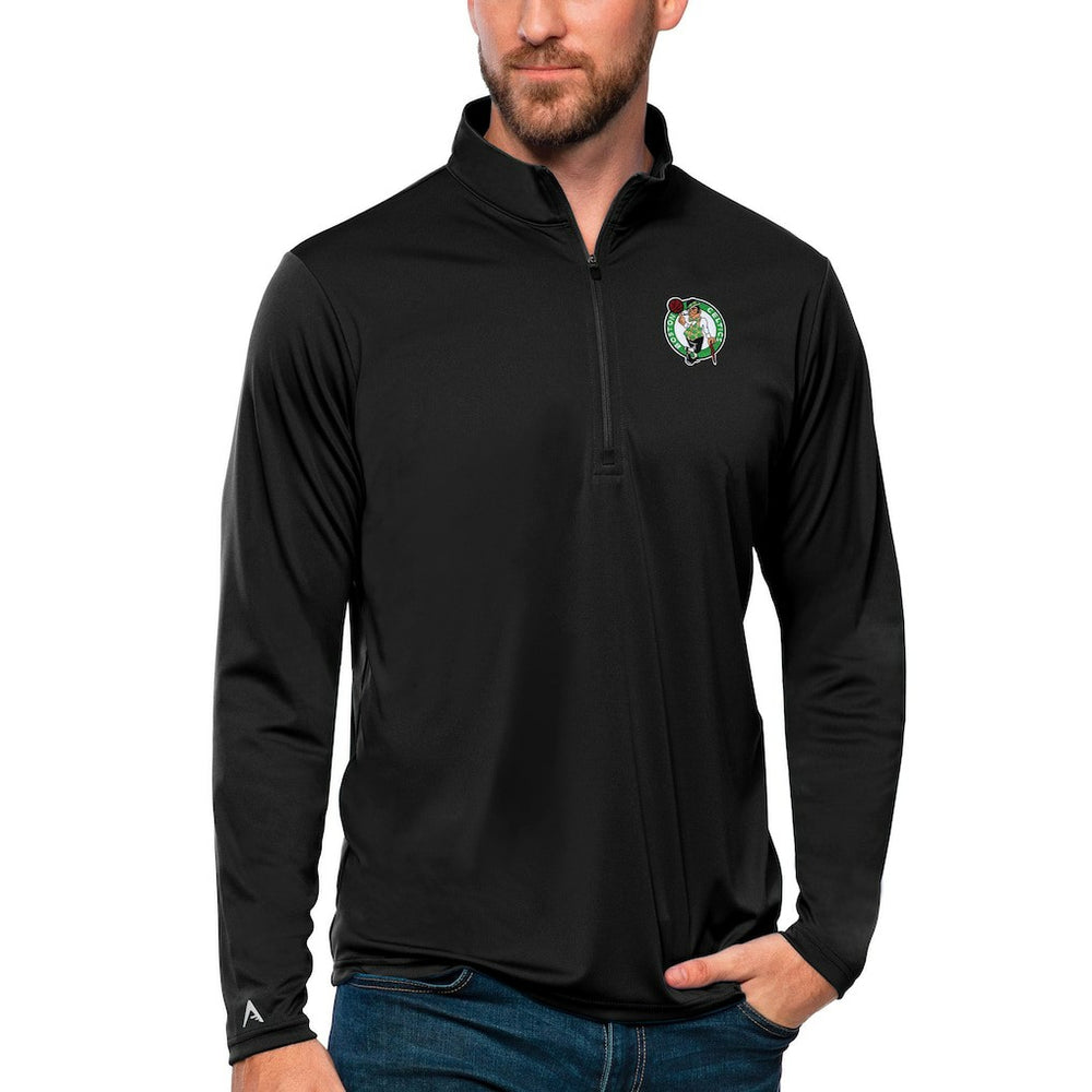 Boston Celtics Antigua Tribute Quarter-Zip Pullover Top Black