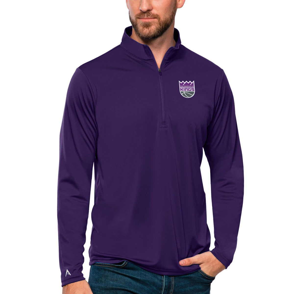 Sacramento Kings Antigua Tribute Quarter-Zip Pullover Top Purple outlet