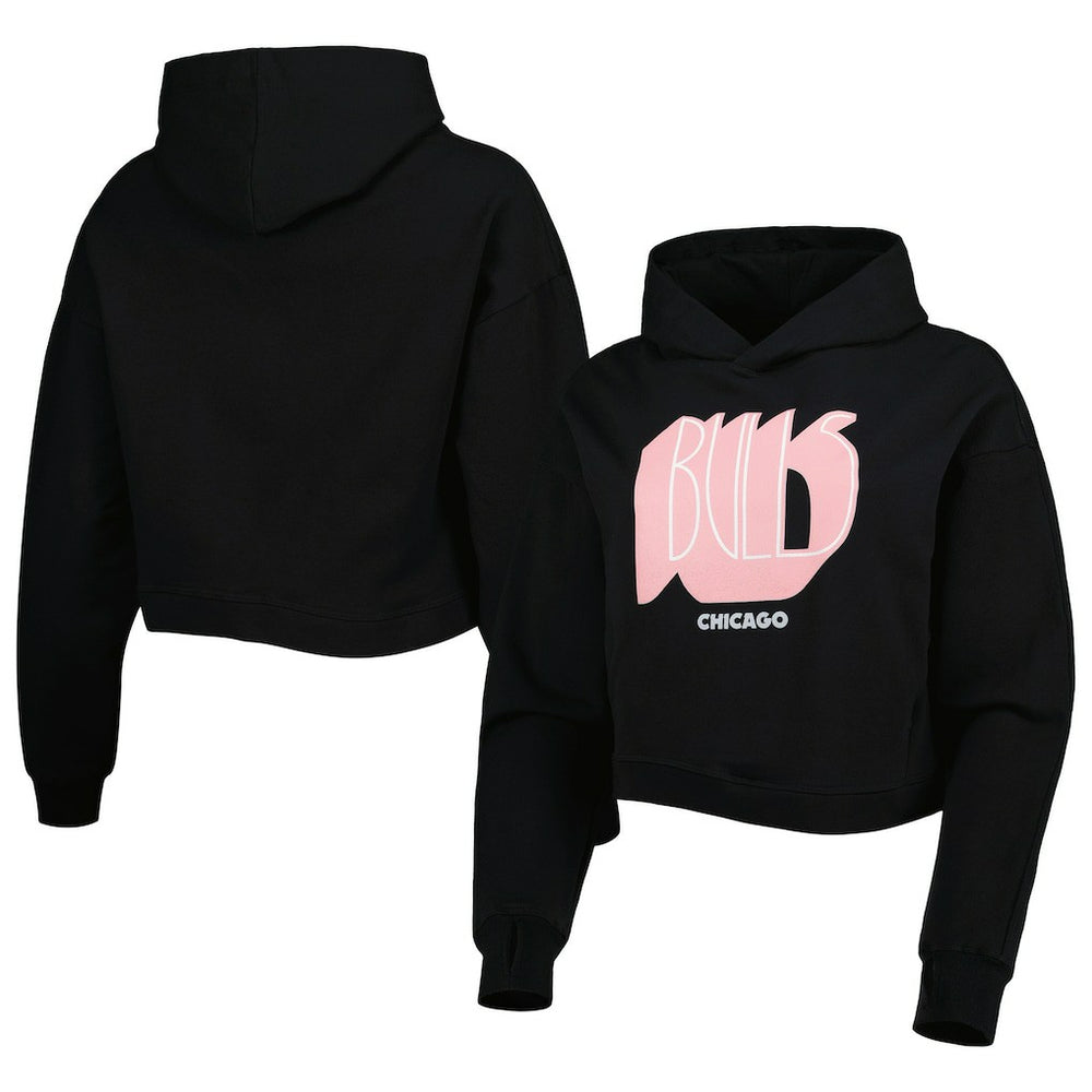 Chicago Bulls Lusso Women's Layla World Tour Cropped Pullover Hoodie Black outlet