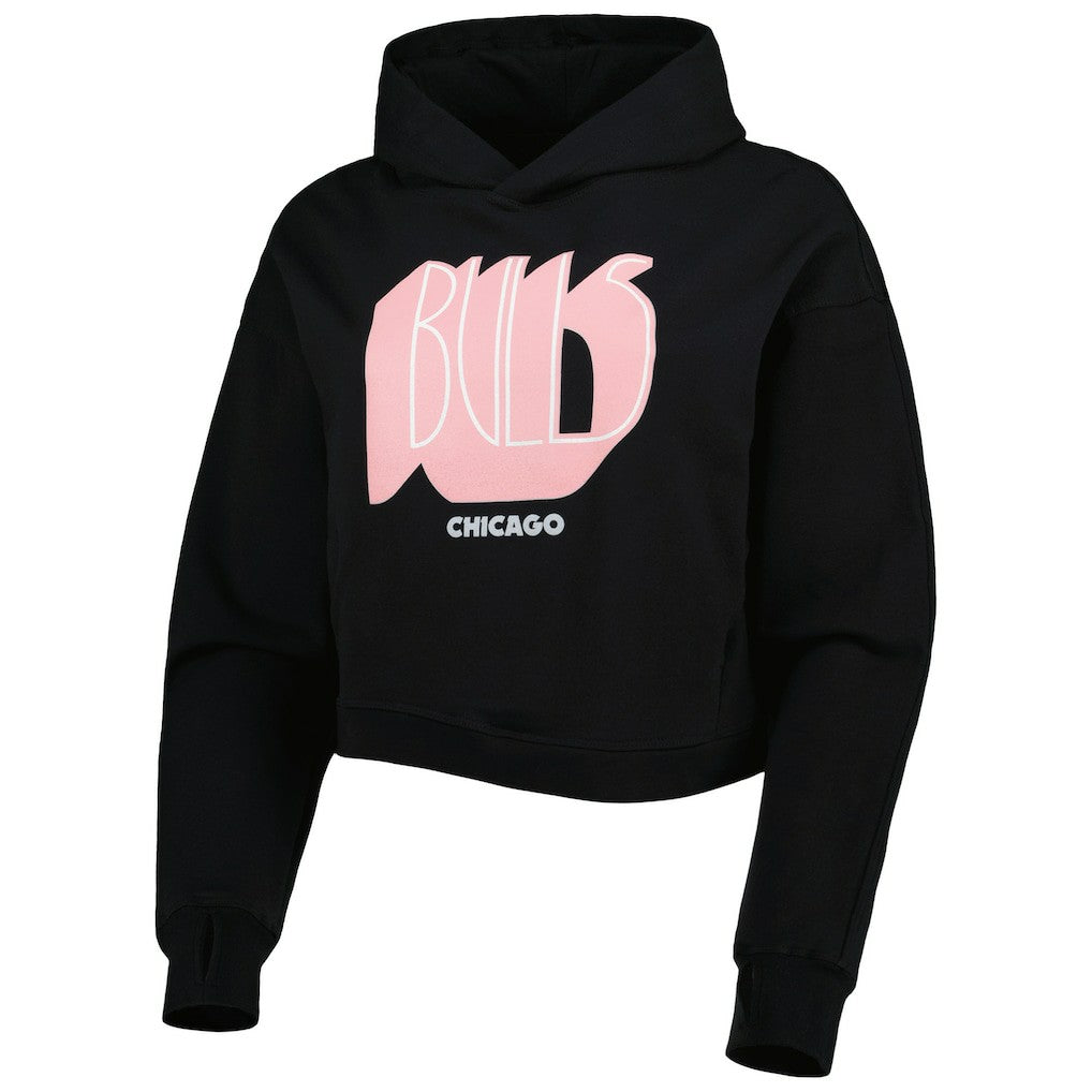 Chicago Bulls Lusso Women's Layla World Tour Cropped Pullover Hoodie Black outlet