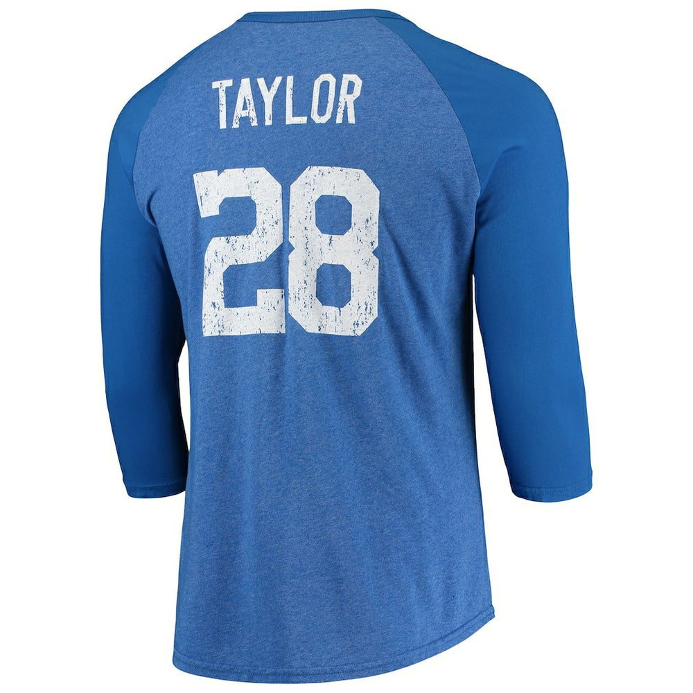 Jonathan Taylor Indianapolis Colts Majestic Threads Name & Number Team Colorway Tri-Blend 3/4 Raglan Sleeve Player T-Shirt - Royal T-shirts