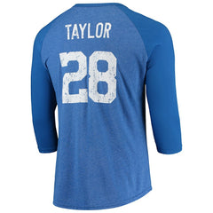 Jonathan Taylor Indianapolis Colts Majestic Threads Name & Number Team Colorway Tri-Blend 3/4 Raglan Sleeve Player T-Shirt - Royal T-shirts