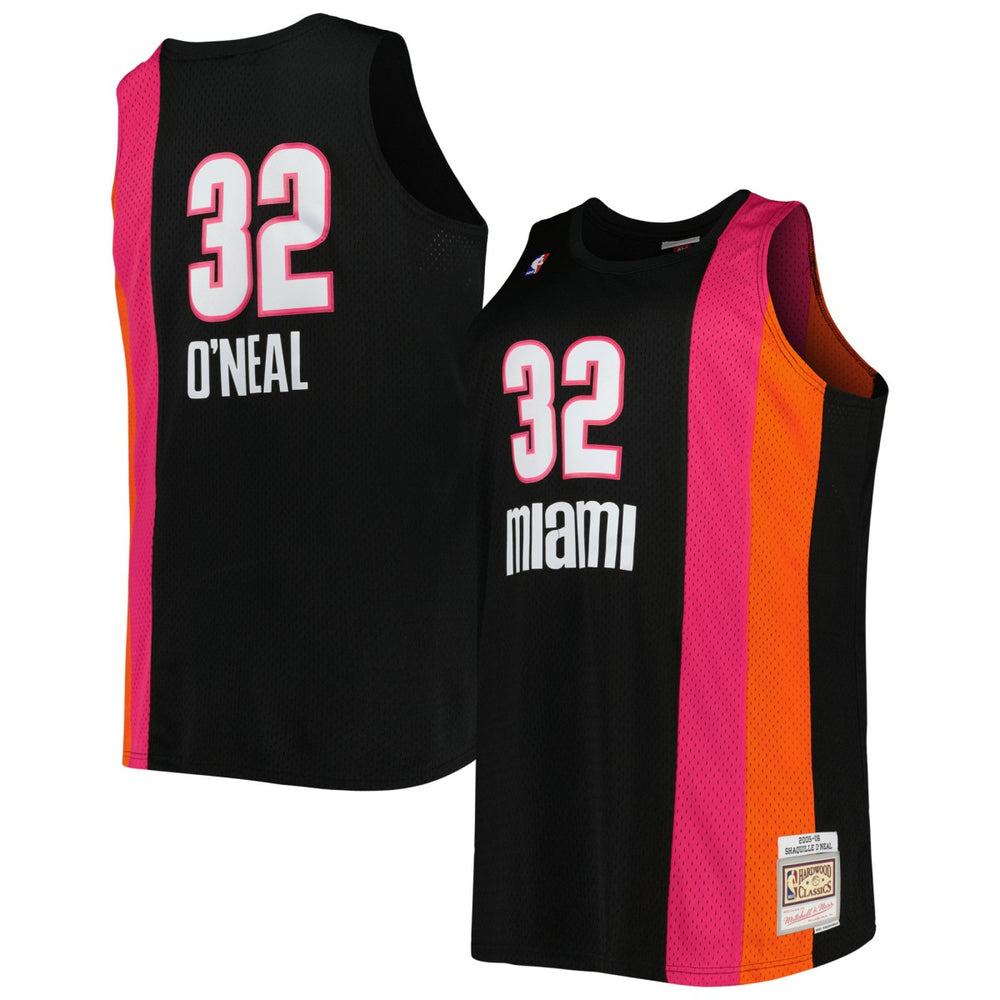 Shaquille O'Neal Miami Heat Big & Tall Hardwood Classics 2005/06 Swingman Jersey Black - Mitchell & Ness