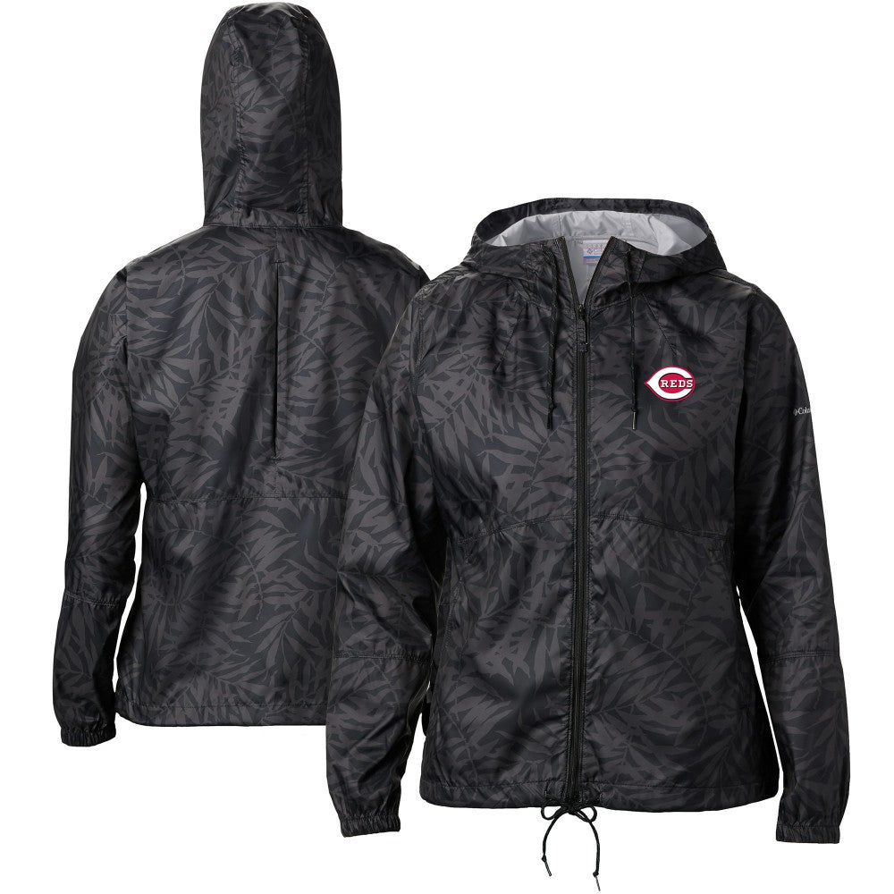 Cincinnati Reds Columbia Women's Flash Forward Full-Zip Windbreaker Jacket - Black Jackets