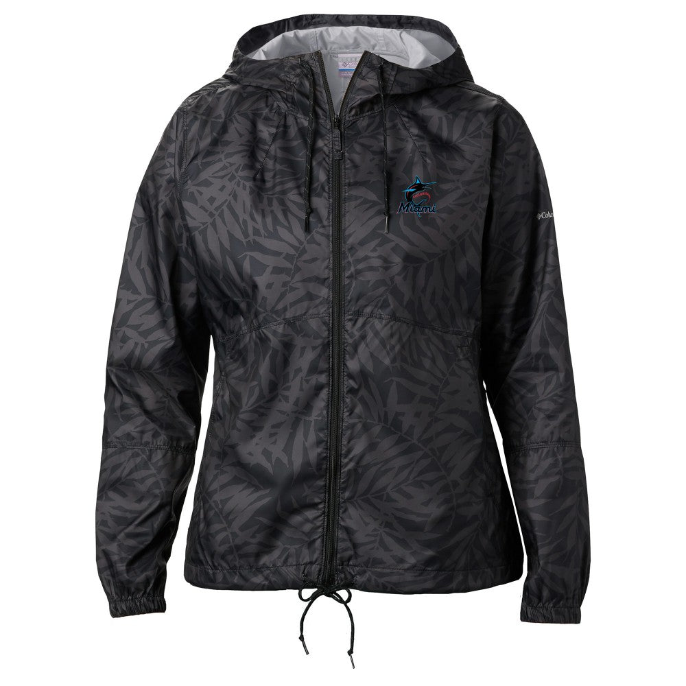 Miami Marlins Columbia Women's Flash Forward Full-Zip Windbreaker Jacket - Black Jackets