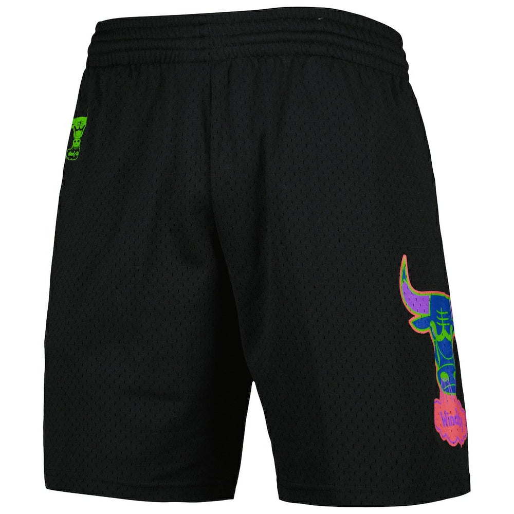 Chicago Bulls Hardwood Classics Color Bomb Energy Shorts Black - Mitchell & Ness