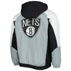 Brooklyn Nets Starter Body Check Raglan Hoodie Half-Zip Jacket Black