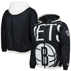 Brooklyn Nets Starter The Triple Double Full-Zip Hoodie Jacket Black