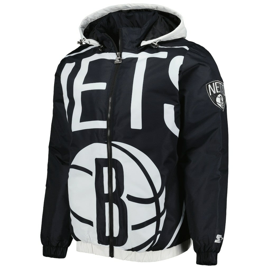 Brooklyn Nets Starter The Triple Double Full-Zip Hoodie Jacket Black