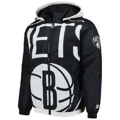 Brooklyn Nets Starter The Triple Double Full-Zip Hoodie Jacket Black