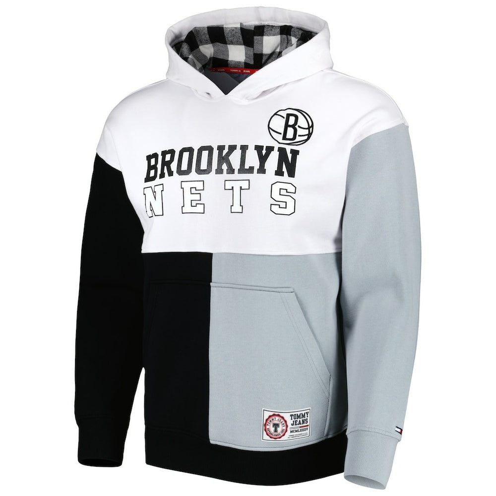 Brooklyn Nets Tommy Jeans Andrew Split Pullover Hoodie White/Black