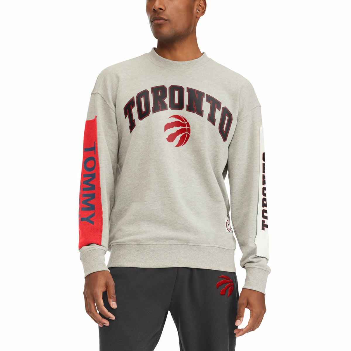 Toronto Raptors Tommy Jeans James Patch Pullover Sweatshirt Gray outlet