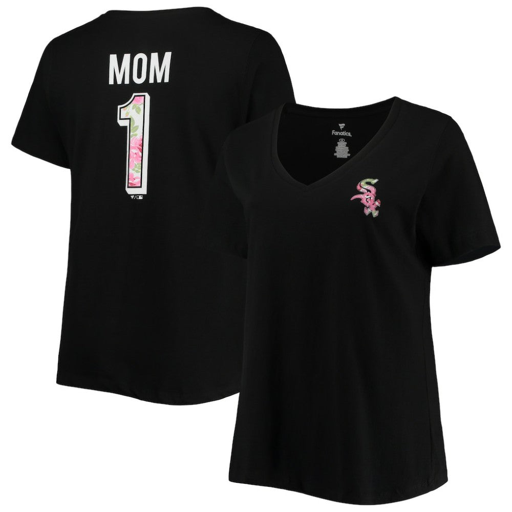 Chicago White Sox Women's Plus Size #1 Mom 2-Hit V-Neck T-Shirt - Black T-shirts