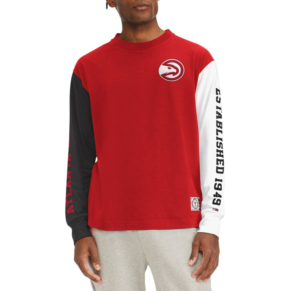 Atlanta Hawks Tommy Jeans Richie Color Block Long Sleeve T-Shirt Red