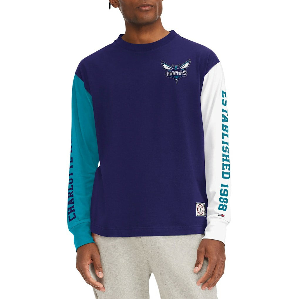 Charlotte Hornets Tommy Jeans Richie Color Block Long Sleeve T-Shirt Purple