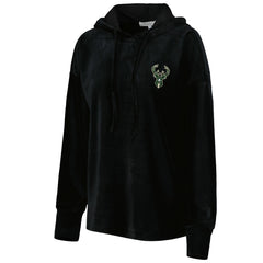 Milwaukee Bucks Touch Women's End Line Velour Pullover Hoodie Black