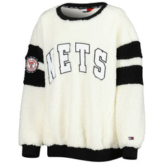 Brooklyn Nets Tommy Jeans Women's Mindy Sherpa Pullover Sweatshirt Oatmeal/Black