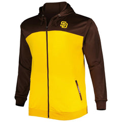 San Diego Padres Big & Tall Yoke Full-Zip Hoodie - Brown/Gold Hoodies