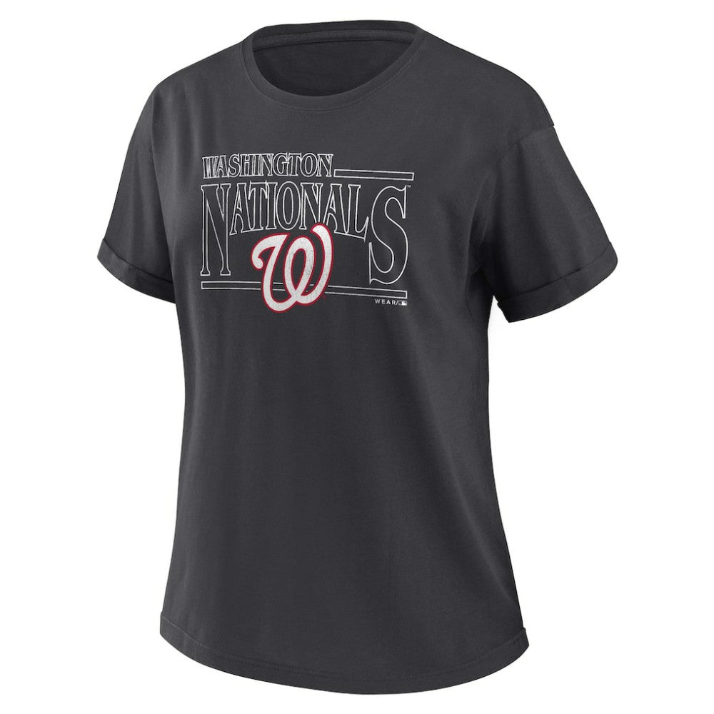 Washington Nationals WEAR by Erin Andrews Women's Oversized Boyfriend T-Shirt - Charcoal T-shirts