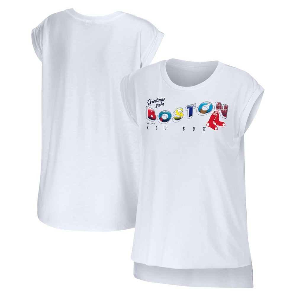 Boston Red Sox WEAR by Erin Andrews Women's Greetings From T-Shirt - White T-shirts