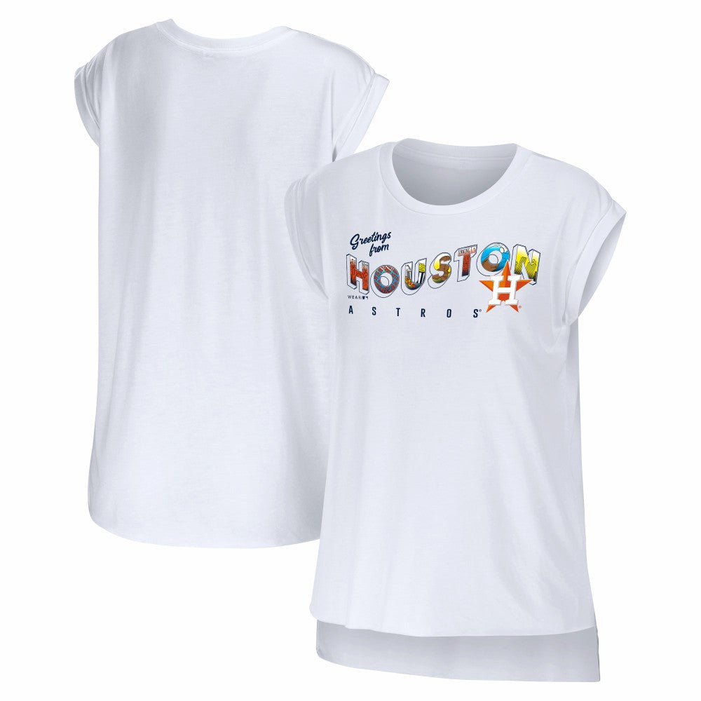 Houston Astros WEAR by Erin Andrews Women's Greetings From T-Shirt - White T-shirts
