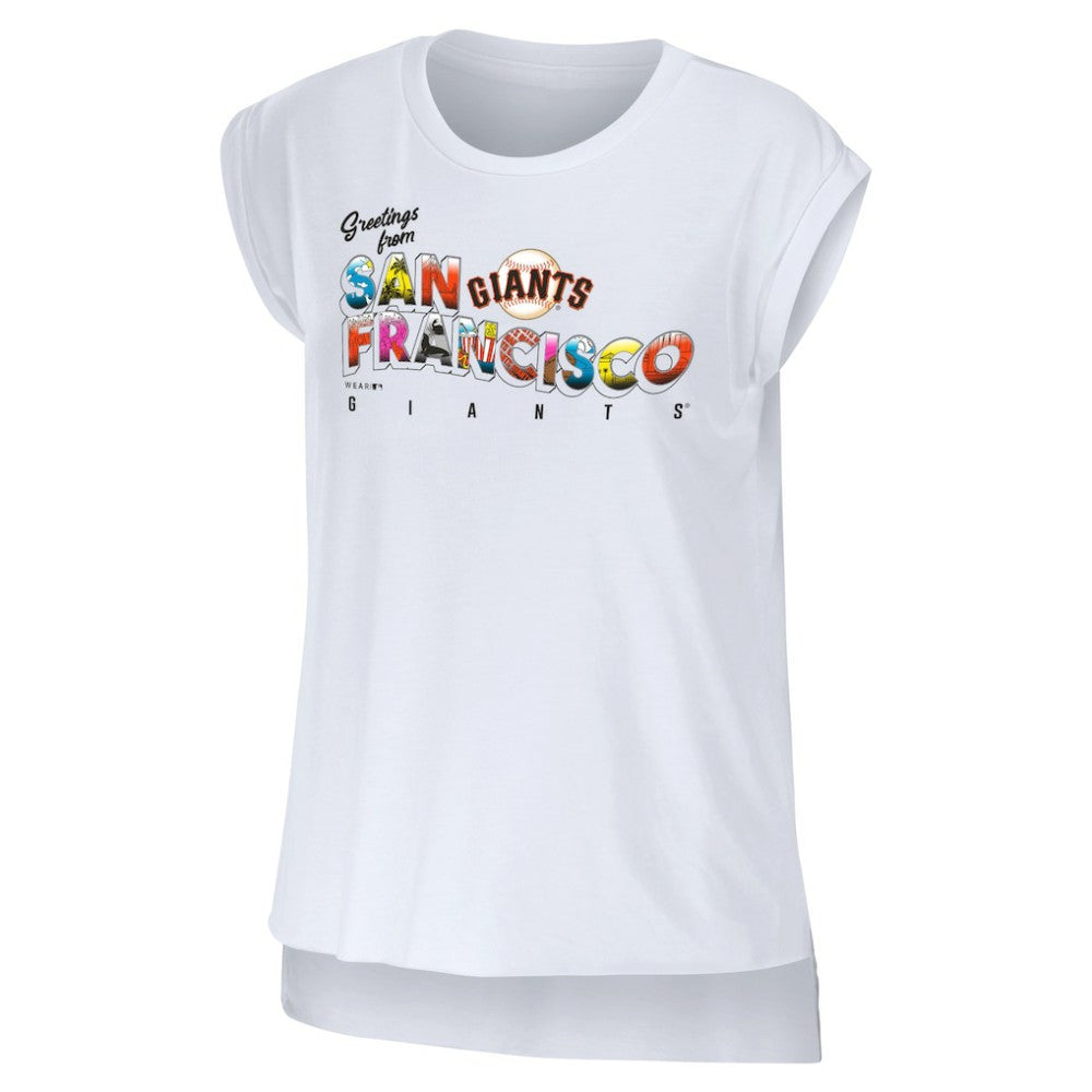 San Francisco Giants WEAR by Erin Andrews Women's Greetings From T-Shirt - White T-shirts