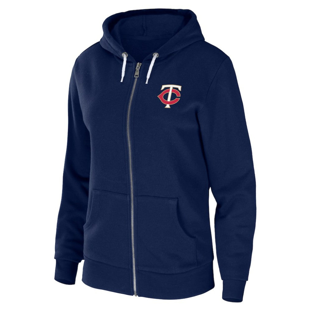 Minnesota Twins WEAR by Erin Andrews Women's Sponge Fleece Full-Zip Hoodie - Navy Hoodies