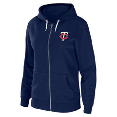 Minnesota Twins WEAR by Erin Andrews Women's Sponge Fleece Full-Zip Hoodie - Navy Hoodies