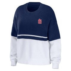 St. Louis Cardinals WEAR by Erin Andrews Women's Chunky Pullover Sweatshirt - Navy/White Pullover
