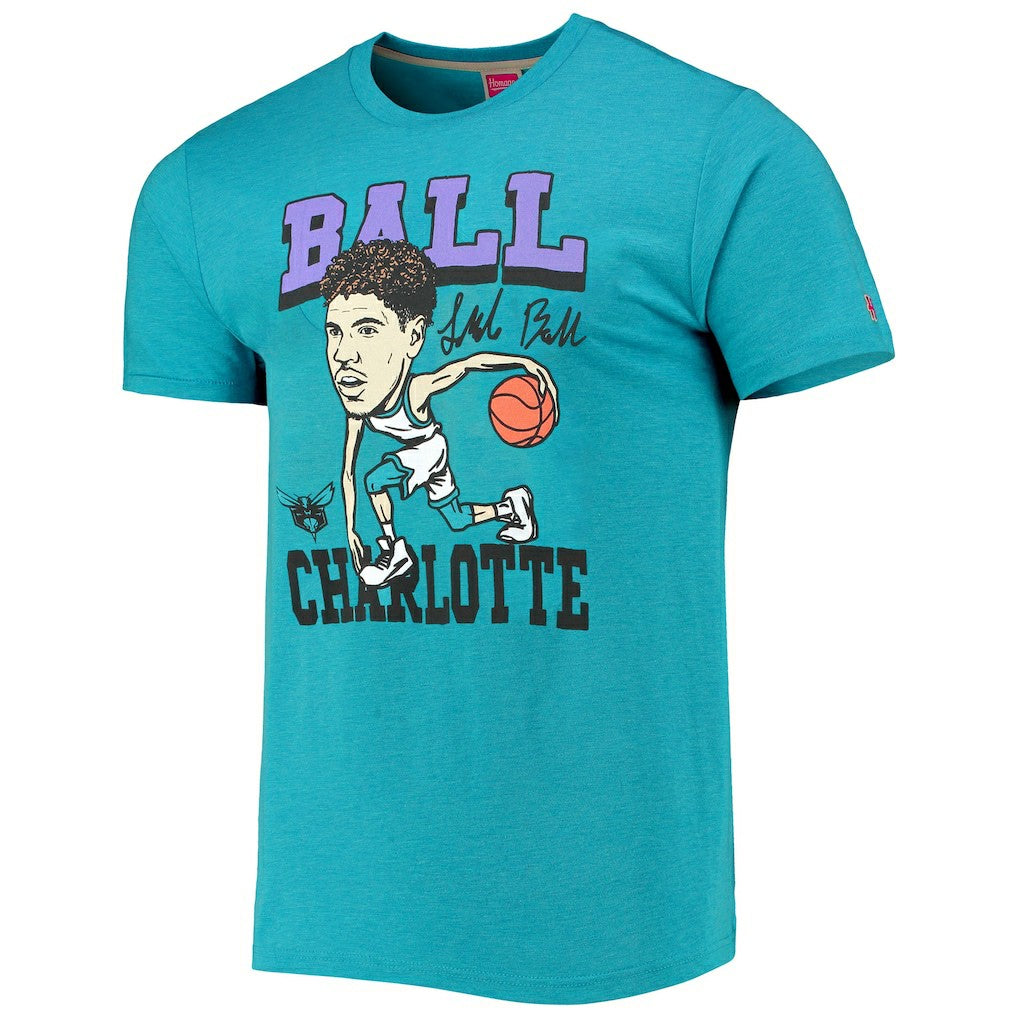 LaMelo Ball Charlotte Hornets Homage Caricature Tri-Blend T-Shirt Heathered Teal