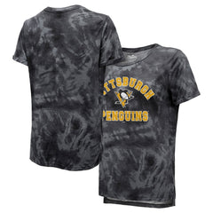 Pittsburgh Penguins Majestic Threads Women's Boyfriend Tie-Dye Tri-Blend T-Shirt - Black | US 4837504