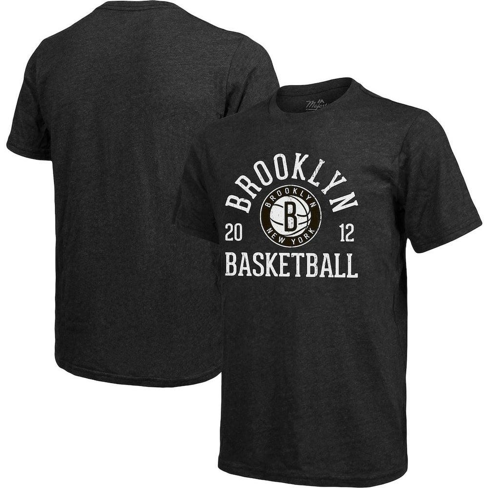 Brooklyn Nets Majestic Threads Ball Hog Tri-Blend T-Shirt Heathered Black