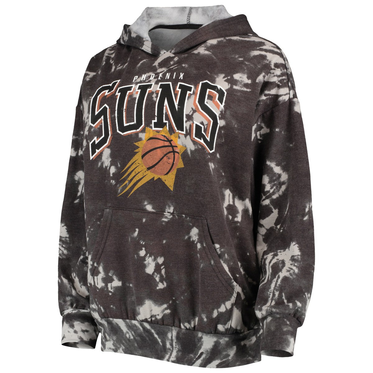 Phoenix Suns Majestic Threads Women's Burble Tie-Dye Tri-Blend Pullover Hoodie Black