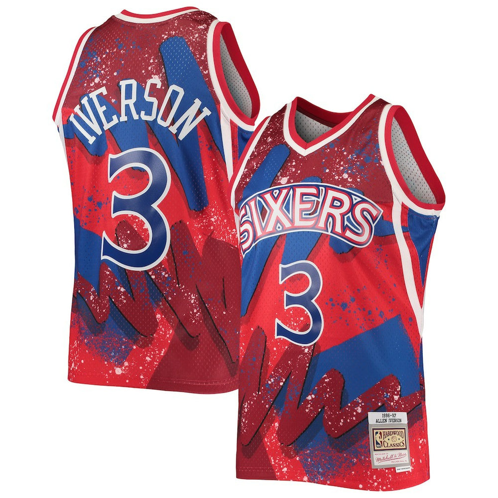 Allen Iverson Philadelphia 76ers Hardwood Classics 1996/97 Hyper Hoops Swingman Jersey Red - Mitchell & Ness