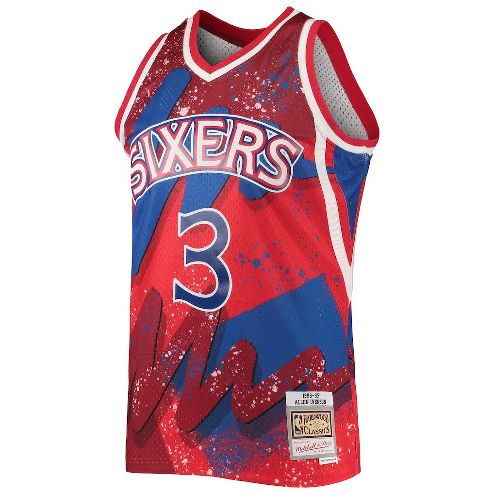 Allen Iverson Philadelphia 76ers Hardwood Classics 1996/97 Hyper Hoops Swingman Jersey Red - Mitchell & Ness