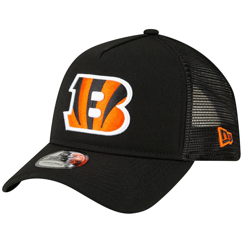 Cincinnati Bengals New Era A-Frame Trucker 9FORTY Adjustable Hat - Black Hats