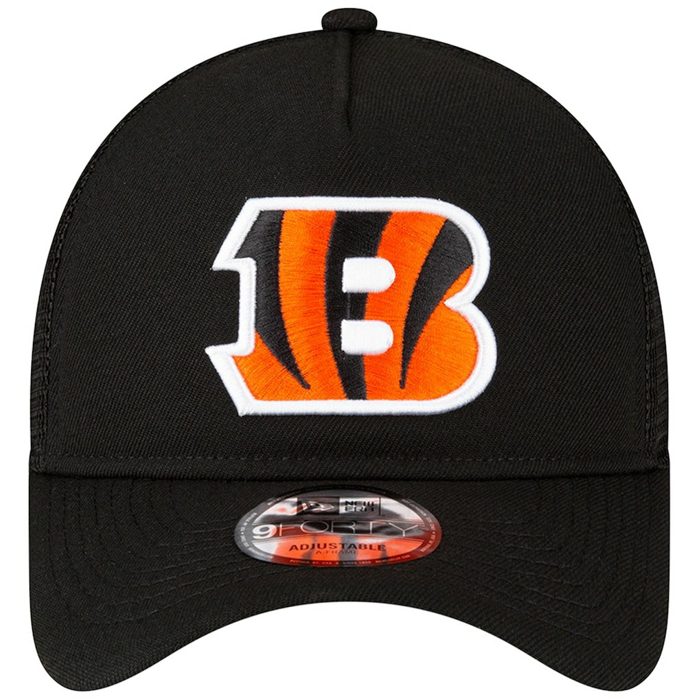 Cincinnati Bengals New Era A-Frame Trucker 9FORTY Adjustable Hat - Black Hats