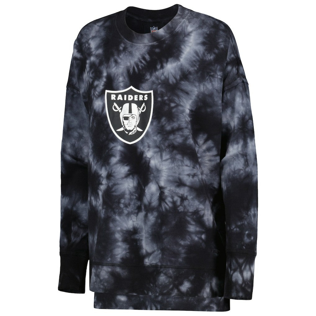 Las Vegas Raiders MSX by Michael Strahan Women's Bailey Tie-Dye Pullover Sweatshirt - Black Pullover